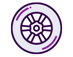 A wheel from the automotive sector that is in Kontroltek brand colours.
